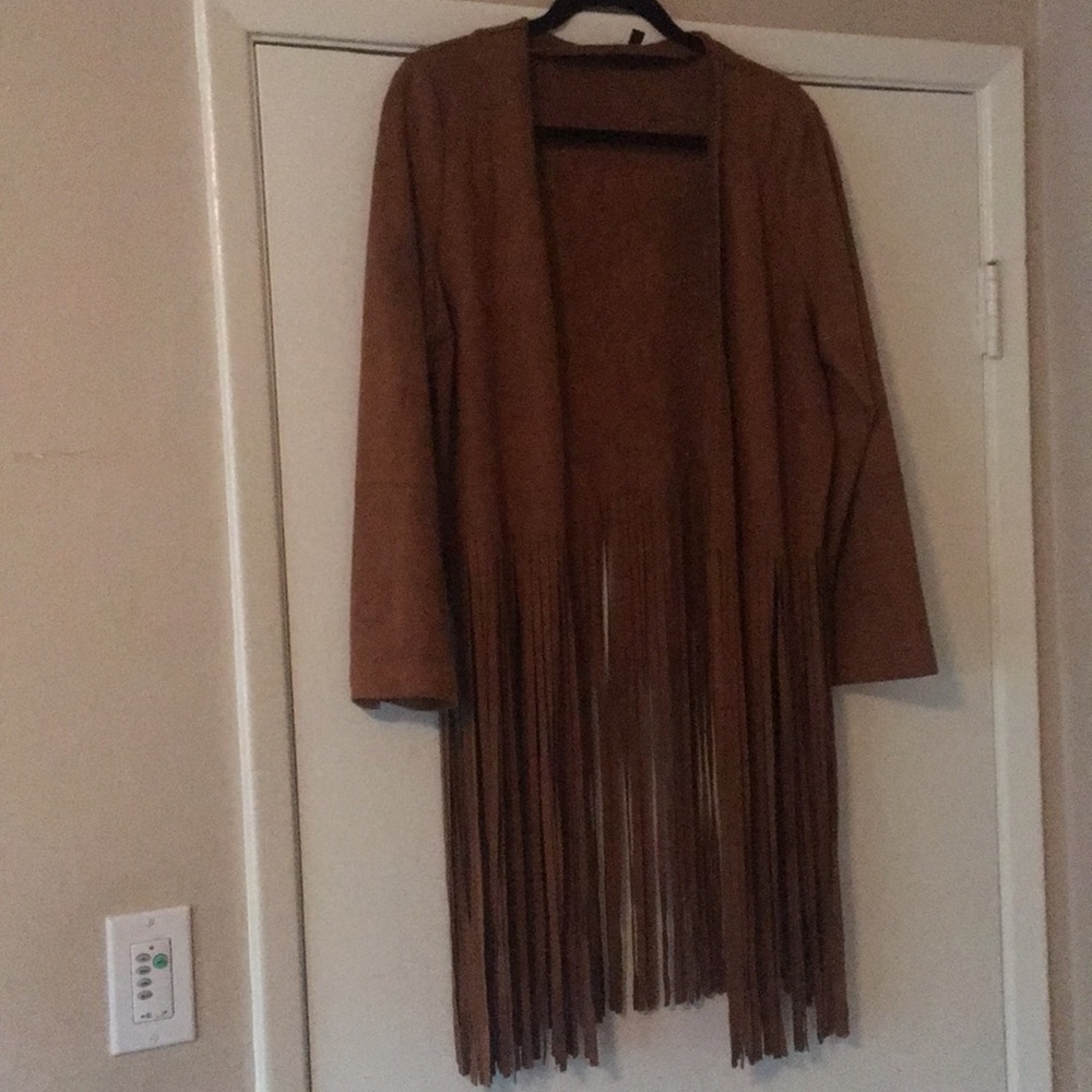 Suede fringe sweater